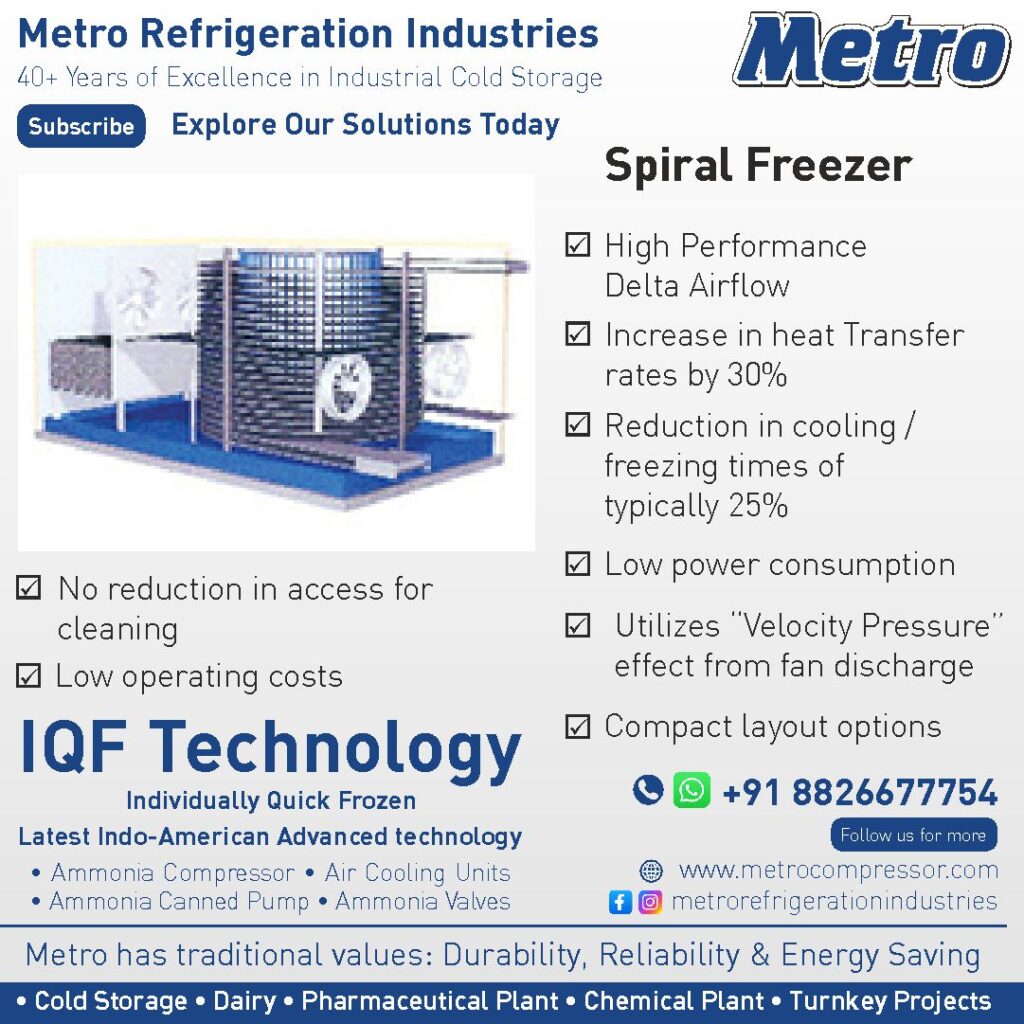 Quick freeze technology for bakery items, ensuring precise portioning and maintaining product quality.