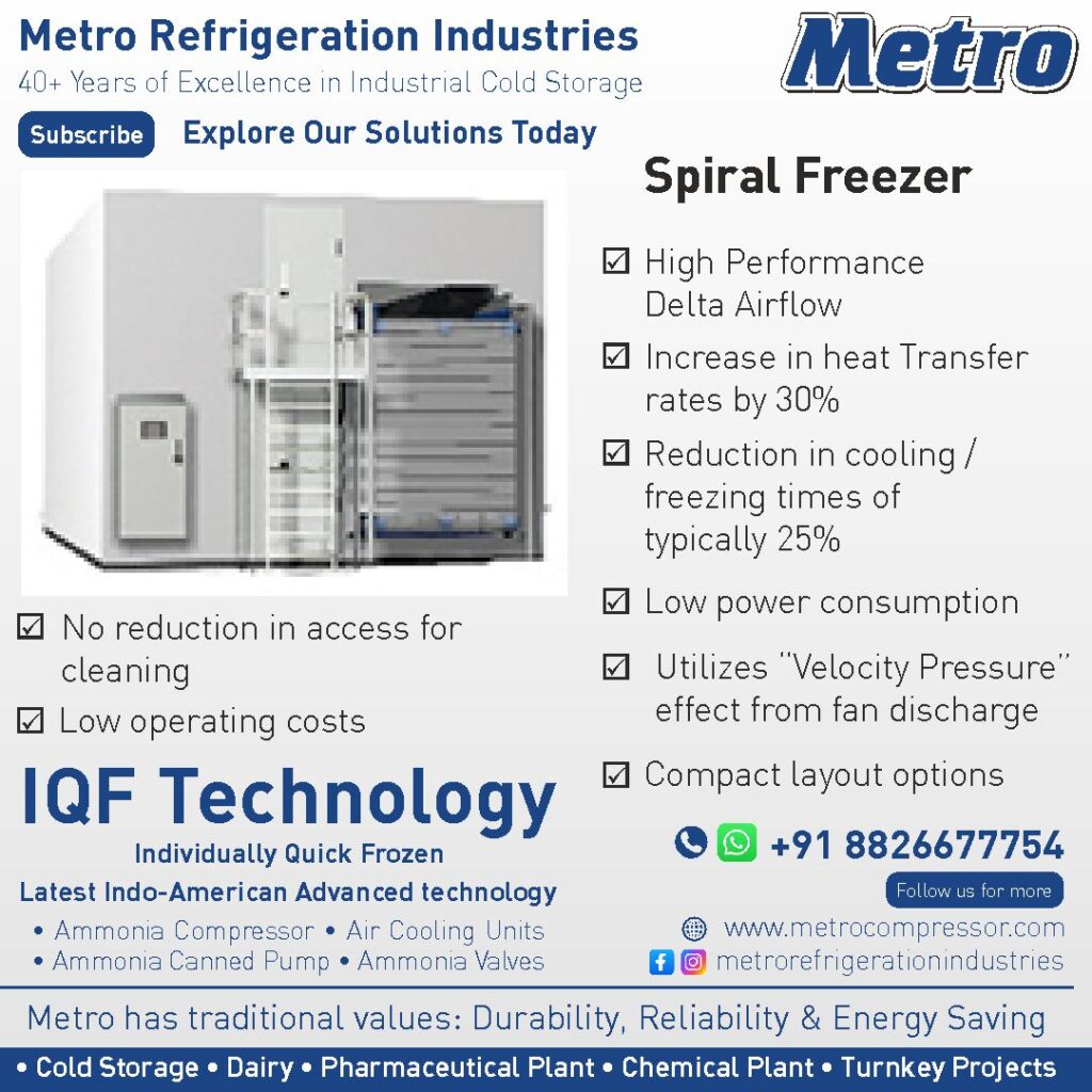 Box freezer with multiple retention time, hydraulic operation, and PC control for efficient IQF freezing.