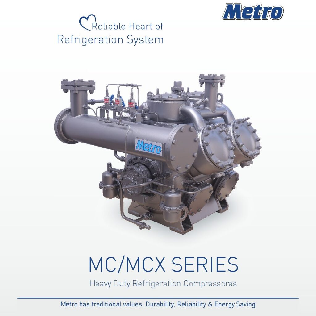 Water cooled Ammonia Compressors and gas cooled Ammonia Compressors options for industrial ammonia refrigeration system with energy efficiency and advanced technology.