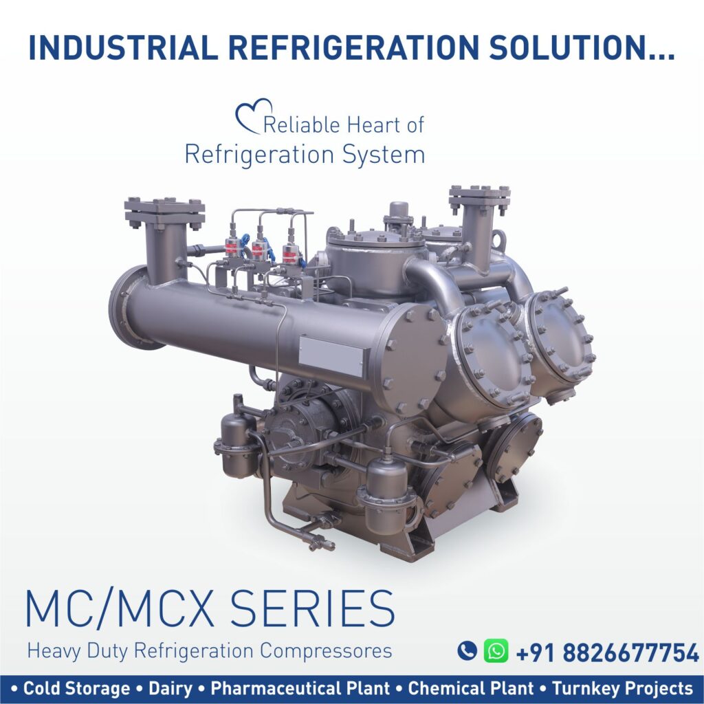 Efficient gas-cooled ammonia compressor for industrial refrigeration applications.