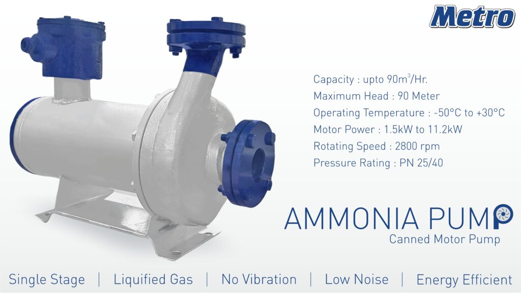 Vertical Can Pump: Space-saving vertical can pump with robust construction for ammonia handling.