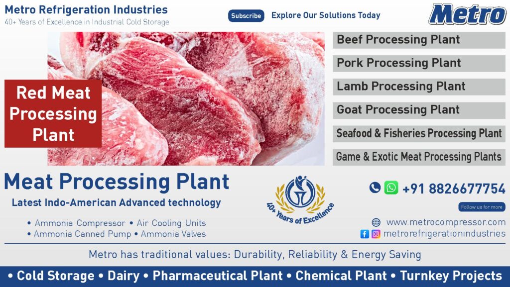 Beef processing plant with advanced machinery for efficient meat production