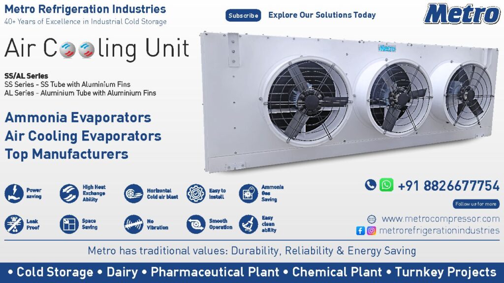 Air Cooling Unit: Advanced air cooling unit designed for precise temperature control in cold storage.