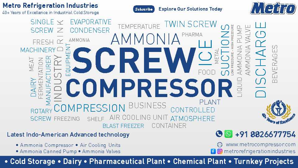 Ammonia Screw Compressor: High performance ammonia screw compressor for industrial refrigeration systems.